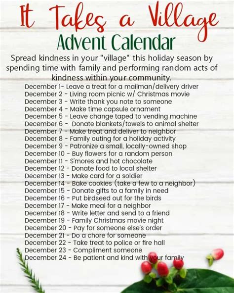 Random Acts Of Kindness Advent Calendar With Free Printable