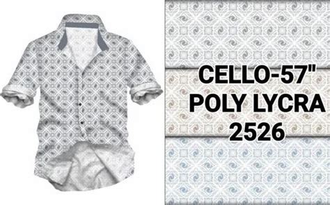 Cello Printed Poly Lycra Shirting Fabric Print Digital Print