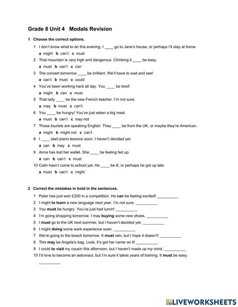 Modals Online Activity For Grade Live Worksheets 41 Off