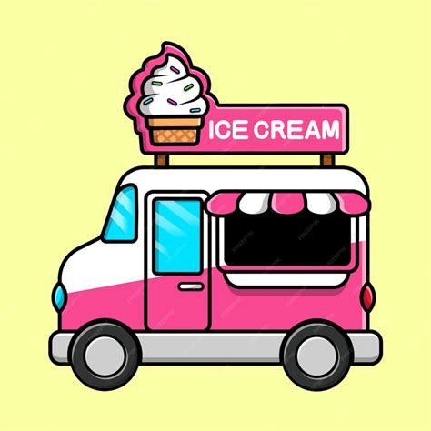 Premium Vector Ice Cream Food Truck Cartoon Vector Icon Illustration