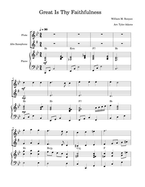 Great Is Thy Faithfulness Flute And Alto Sax Duet With Piano Arr