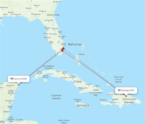 All Flight Routes From Santiago To Cancun Sti To Cun Flight Routes