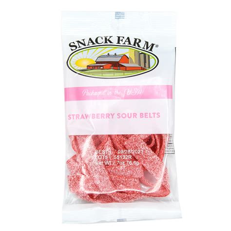 Snack Farm Sour Strawberry Belts Candy 275 Oz Bag 1 Pack