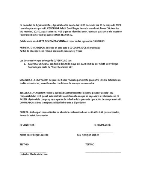 Carta De Compra Venta Pdf