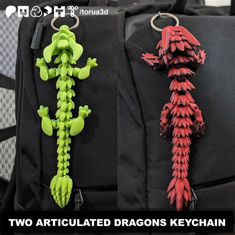 Other STL Download - Two articulated dragon keychains 005 and 008 - STL