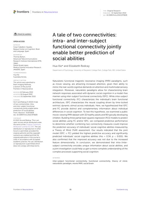 Pdf A Tale Of Two Connectivities Intra And Inter Subject Functional