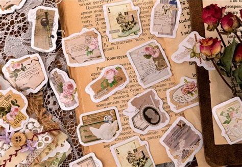 46 Stk Sticker Aufkleber Vintage Rose Briefe Kaufen Auf Ricardo