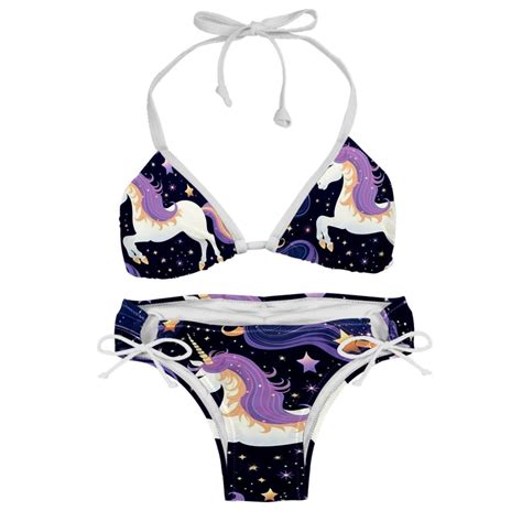 Starry Unicorn Detachable Sponge Adjustable Strap Bikini Set Two Pack