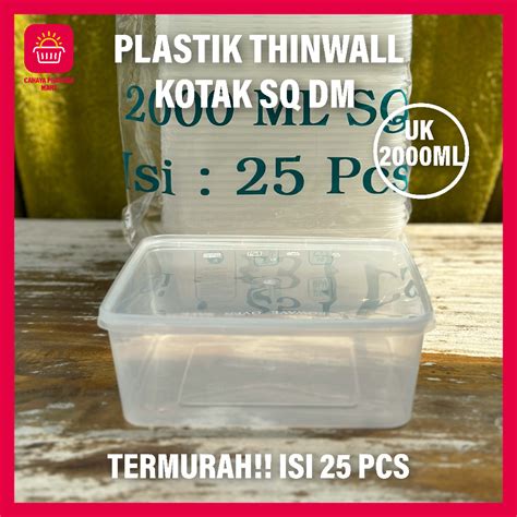 Jual Thinwall Square Kotak Makan Isi 25 Pcs Plastik Persegi Besar