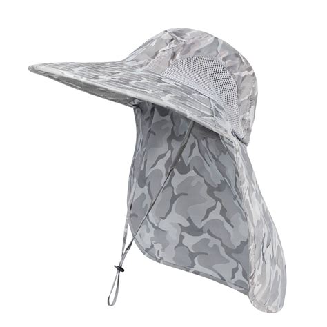 Outdoor UPF 50+ Protection Fisherman Hat, Wide Brim Safari Cap with Neck Flap for Hiking, for ...