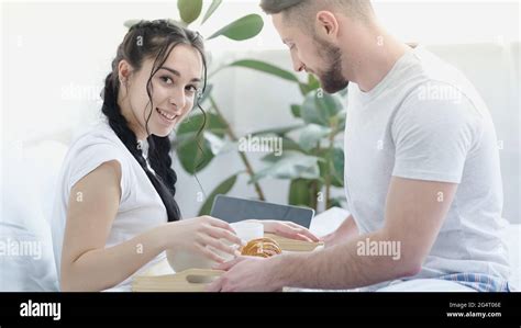 Man Bringing Woman Breakfast Bed Hi Res Stock Photography And Images