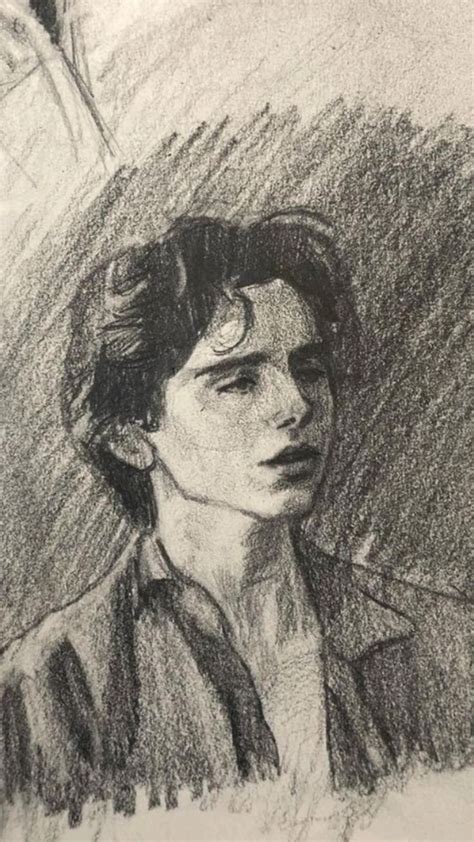 Timothee Chalamet Pencil Sketch Portrait Drawing Drawings Art