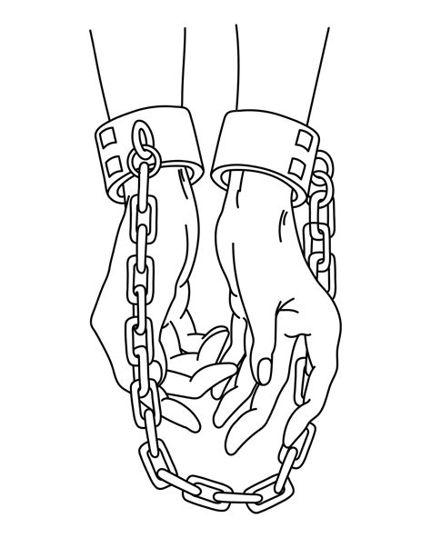 Premium Vector Line Art Female Hands Are Chained Human Trafficking Concept Illustration