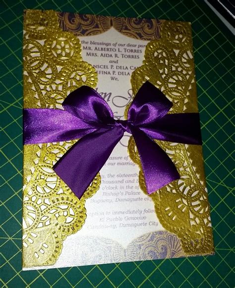 Doily Purple And Gold Invitations Wedding Invitations Purple Wedding Invitations Purple And