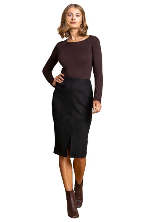 Roman Black Suedette Stretch Pencil Skirt Matalan