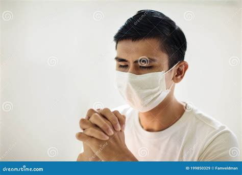 Asian Man In Face Mask Praying For Stock Image Image Of Church Peace