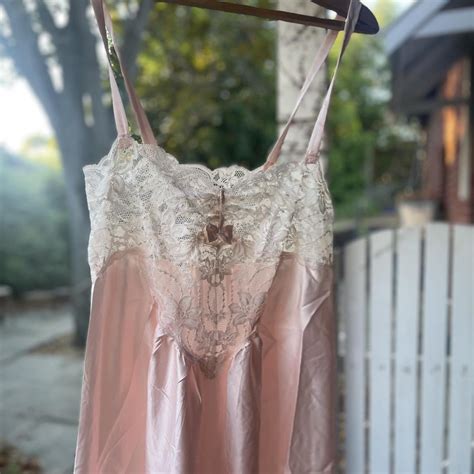 Pink Vintage Lingerie Slip Dress Delicate Lace And Depop