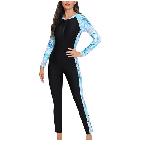 Womens Zipper Full Body Swimsuit Slimming Rash Guard One Piece Wrap