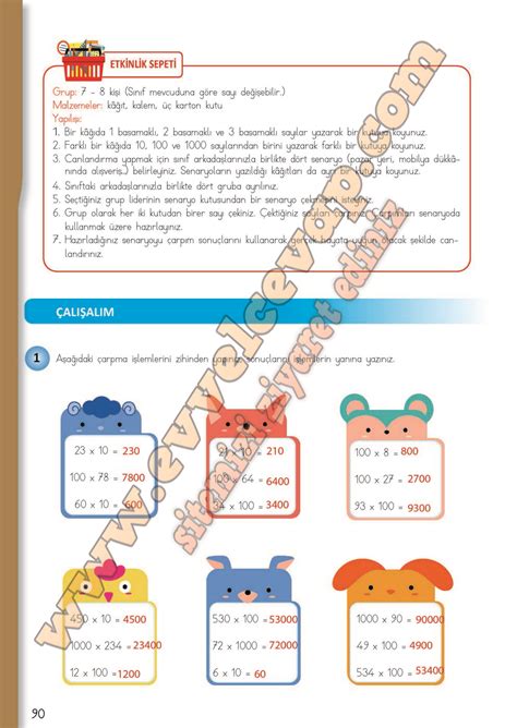 4 Sinif Matematik Meb Yayinlari Ders Kitabi Sayfa 90 Cevaplari 2019