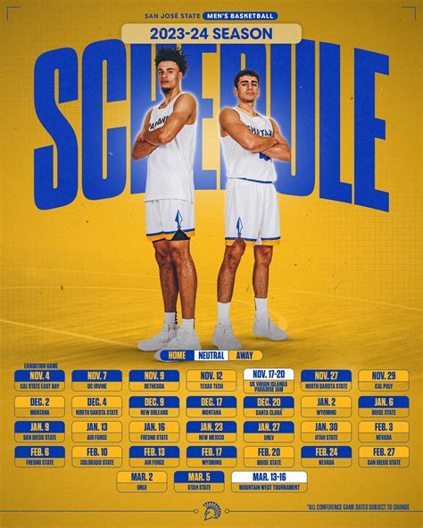 SJSU Men's Hoops 2023-24 Schedule Has Been Released! : r/SJSUSpartans