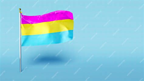 Premium Photo The Pansexual Pride Flag On A Pole Waving In A Blue