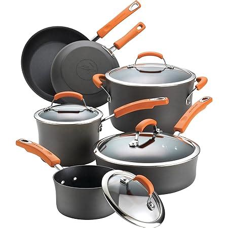 Rachael Ray II Juego De Ollas Antiadherentes Con Anodizado Duro Gris