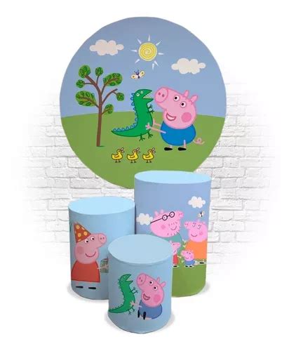 Kit Trio Capa Cilindros Painel Sublimado Pepa Pig George R Em