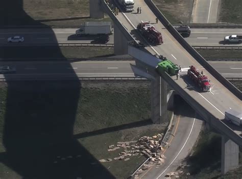 Semi Trailer Splits Open Spills Cargo While Dangling From Pennsylvania Overpass