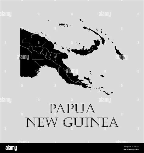 Black Papua New Guinea Map On Light Grey Background Black Papua