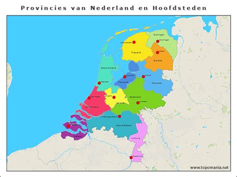 Geography Provincies Van Nederland En Hoofdsteden Topomania Net