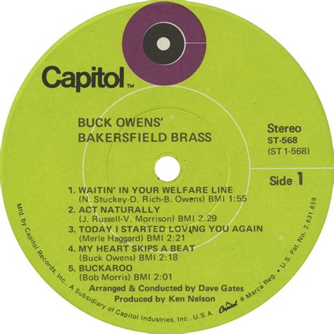 Buck Owens Bakersfield Brass Bakersfield Brass Vintage Vinyl