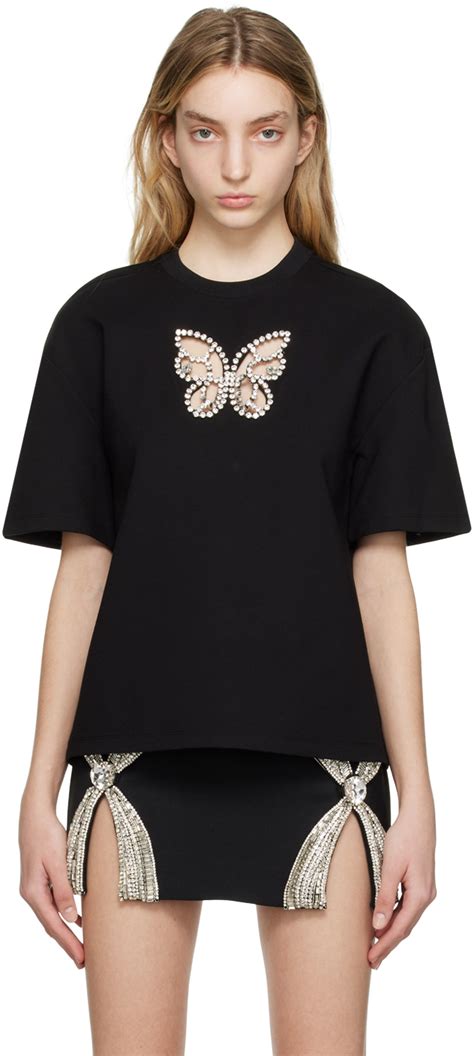 Ssense Exclusive Black Crystal Butterfly T Shirt By Area On Sale