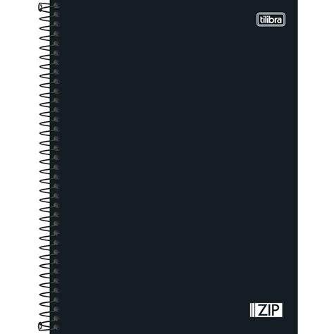 Caderno Espiral Capa Dura Universitário 1 Matéria Zip Preto 80 Folhas