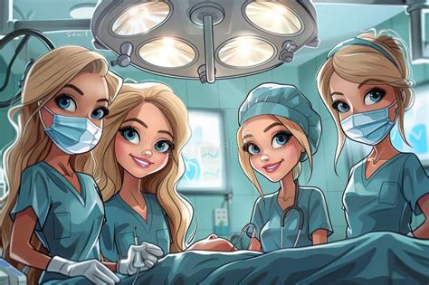 Doctors at Work in the Operating Room Stock Illustration - Illustration ...