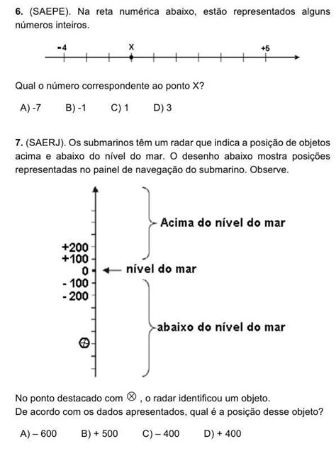 6 SAEPE Na reta numérica abaixo estão representados alguns números