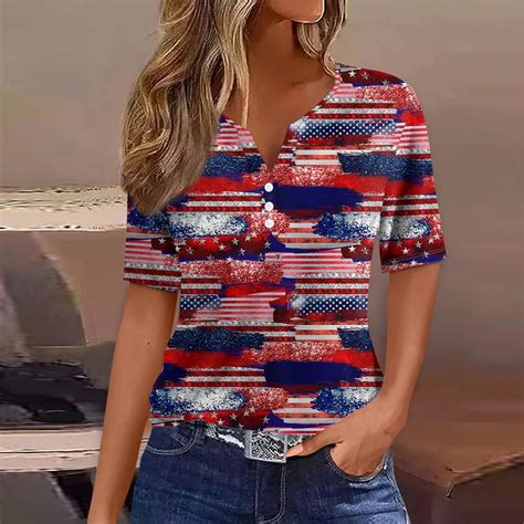 UoCefik 4th Of July Shirts For Women Short Sleeve 2024 Patriotic