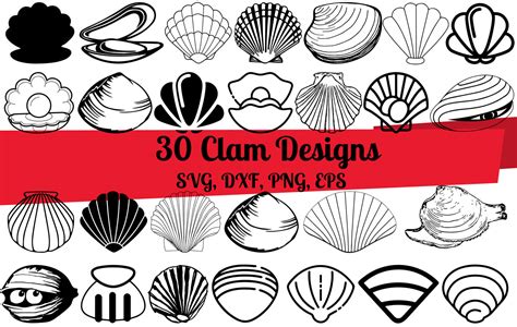 30 Clam Svg Bundle Sea Shell Clam Svg Clam Dxf Clam Png Etsy Australia