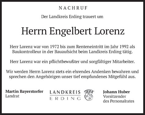 Traueranzeigen Von Engelbert Lorenz Trauer Merkur De