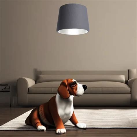 A Large Lamp Shaped As A D Beagle Puppy Head Placed Stable