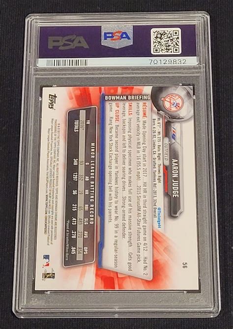 Bowman Chrome Aaron Judge Batting Rookie Card Rc Psa Gem