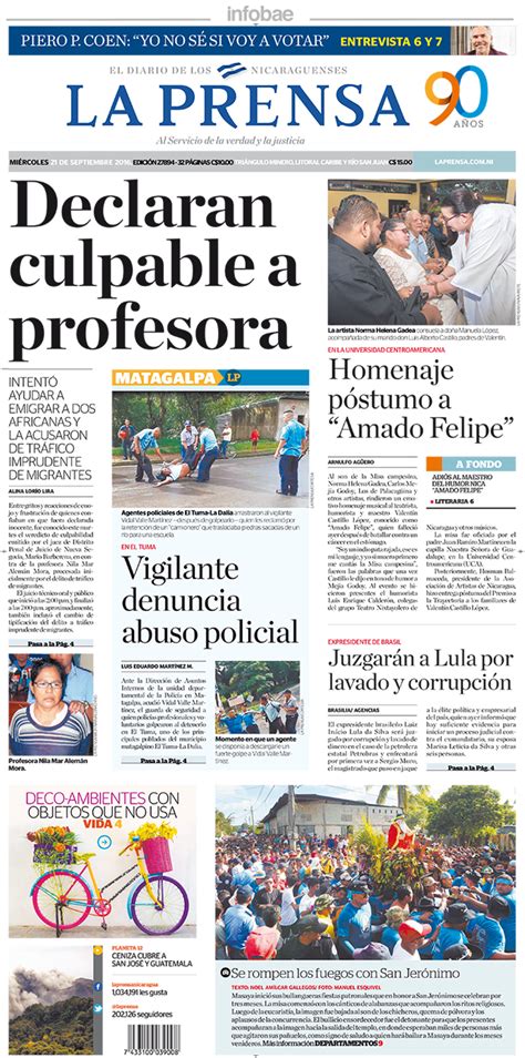 La Prensa Nicaragua Miércoles 21 De Septiembre De 2016 Infobae