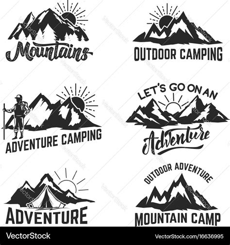 Set Of Mountains Adventure Outdoor Camping Vector Image