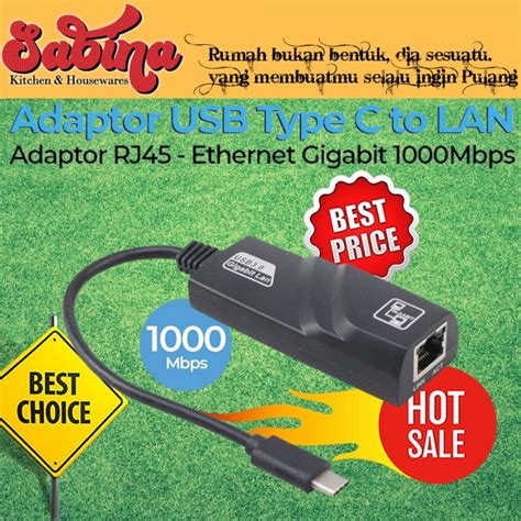 Jual Adaptor Usb Type C To Lan Rj45 Ethernet Gigabit 1000mbps Plug And Play Shopee Indonesia