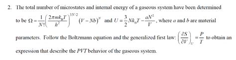 Solved The Total Number Of Microstates And Internal Energy Chegg