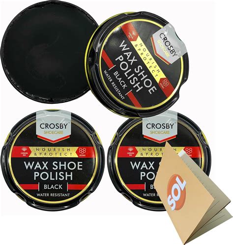 3pk Crosby Black Shoe Polish 50ml Tins Black Boot Polish Black