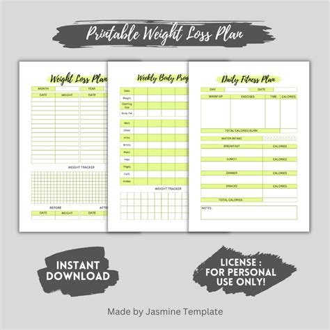 Printable Personal Weight Loss Planner Masterbundles