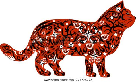 Cat Drawing House Pet Cat Pattern Stock Vector Royalty Free 327775793