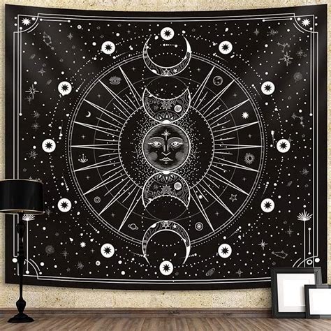 Space Tapestry Wall Hanging Sun Moon Stars Space Psychedelic Tapestries Wall Tapestry For