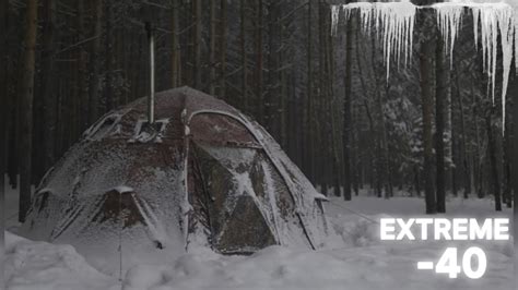 40° Winter Solo Camping 3 Days Heavy Snowfall Winter Solo Camping