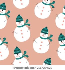 Cute Snowmen Knitting Hats Hand Drawn Stock Illustration 2233397357